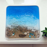 Ocean Dreams Porcelain Tray - Handmade Resin Ocean Tray with Seashells