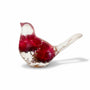 Handmade Crimson Meadow Songbird decor with deep pink strawflowers and green fern preserved in clear resin