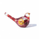 Strawflower & Berry Resin Birds -Autumn Nature Decor with Real Flowers
