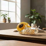 Handmade Sunflower Bloom Snail | Preserved Sunflower Resin Sculpture