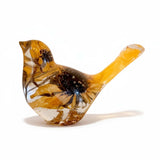 Sunflower resin bird decor in clear yellow resin with real dried sunflower petals and intricate botanical details inside.