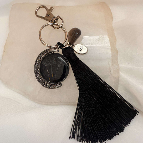 Moon Wish Bagcharm/Keychain - Handmade Rotating Moon Wish & Flowers
