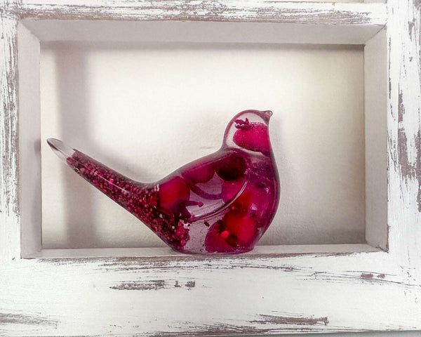 Berry Songbird - Handmade Unique Red Berry Resin Bird Decor