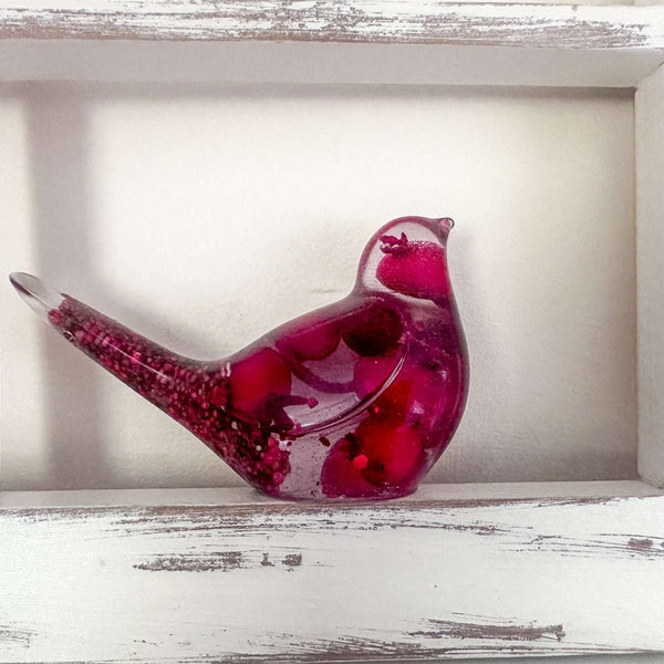 Berry Songbird - Handmade Unique Red Berry Resin Bird Decor