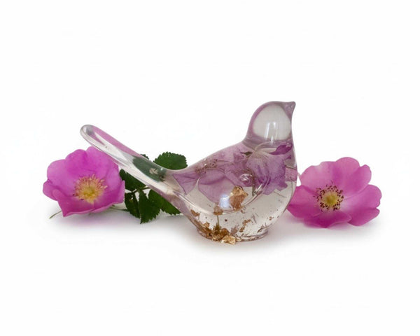 Wild Rose Whisper Bird - Handmade Preserved Wild Rose Resin Bird