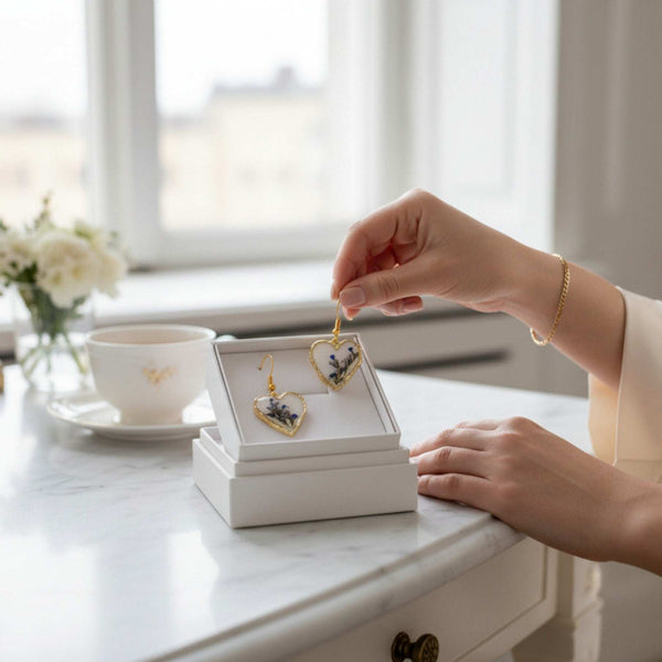 Wildflower Hearts | Dainty Blue & white Meadow Handmade Resin Earrings