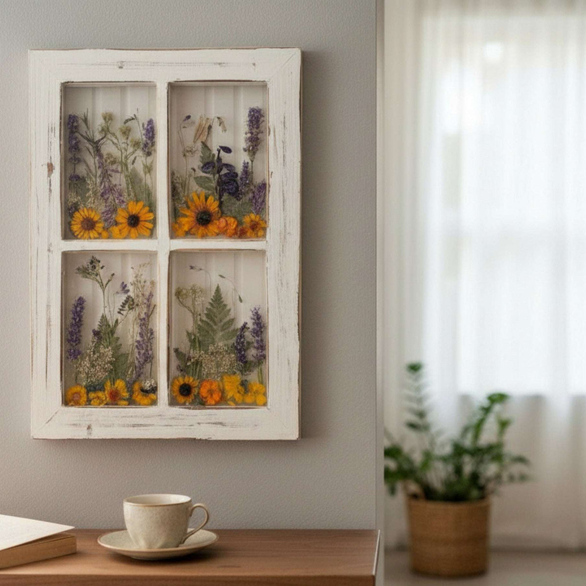 Everlasting Garden Window - Handmade Dried Floral Resin Window Art