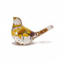 Handcrafted yellow floral resin bird with a real yellow daisy and gold leaf