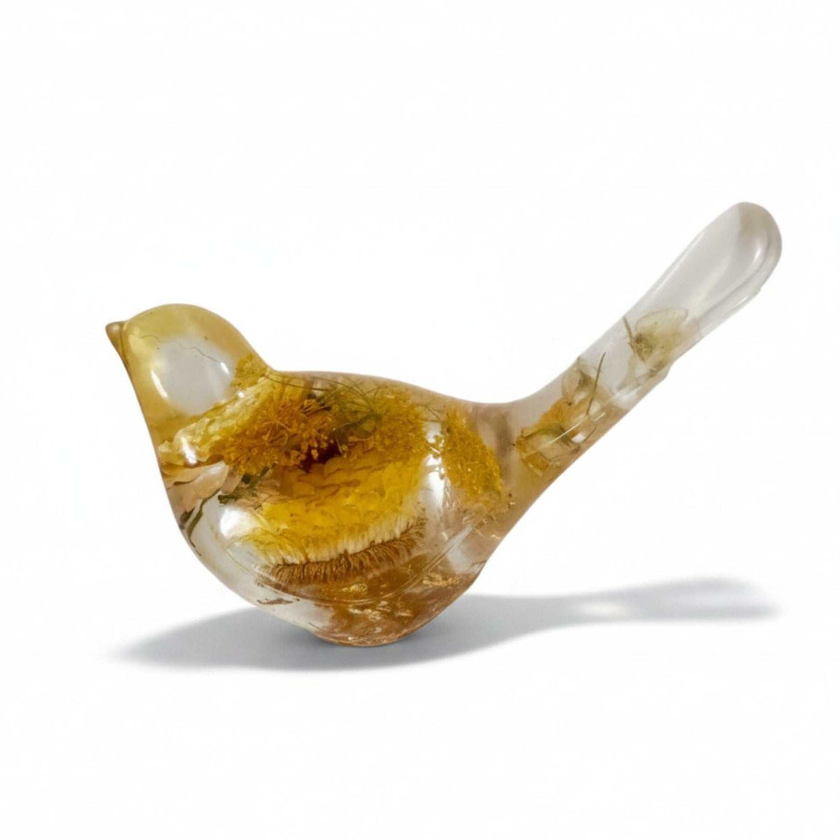 Handmade Golden Garden Songbird - Sunshine Strawflower Resin Bird