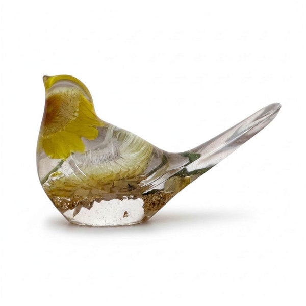 Handmade Golden Garden Songbird - Sunshine Strawflower Resin Bird