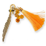 Amber Feather Bookmark honey bee bookmark handmade with gold feather hook, amber honeycomb and orange tassel