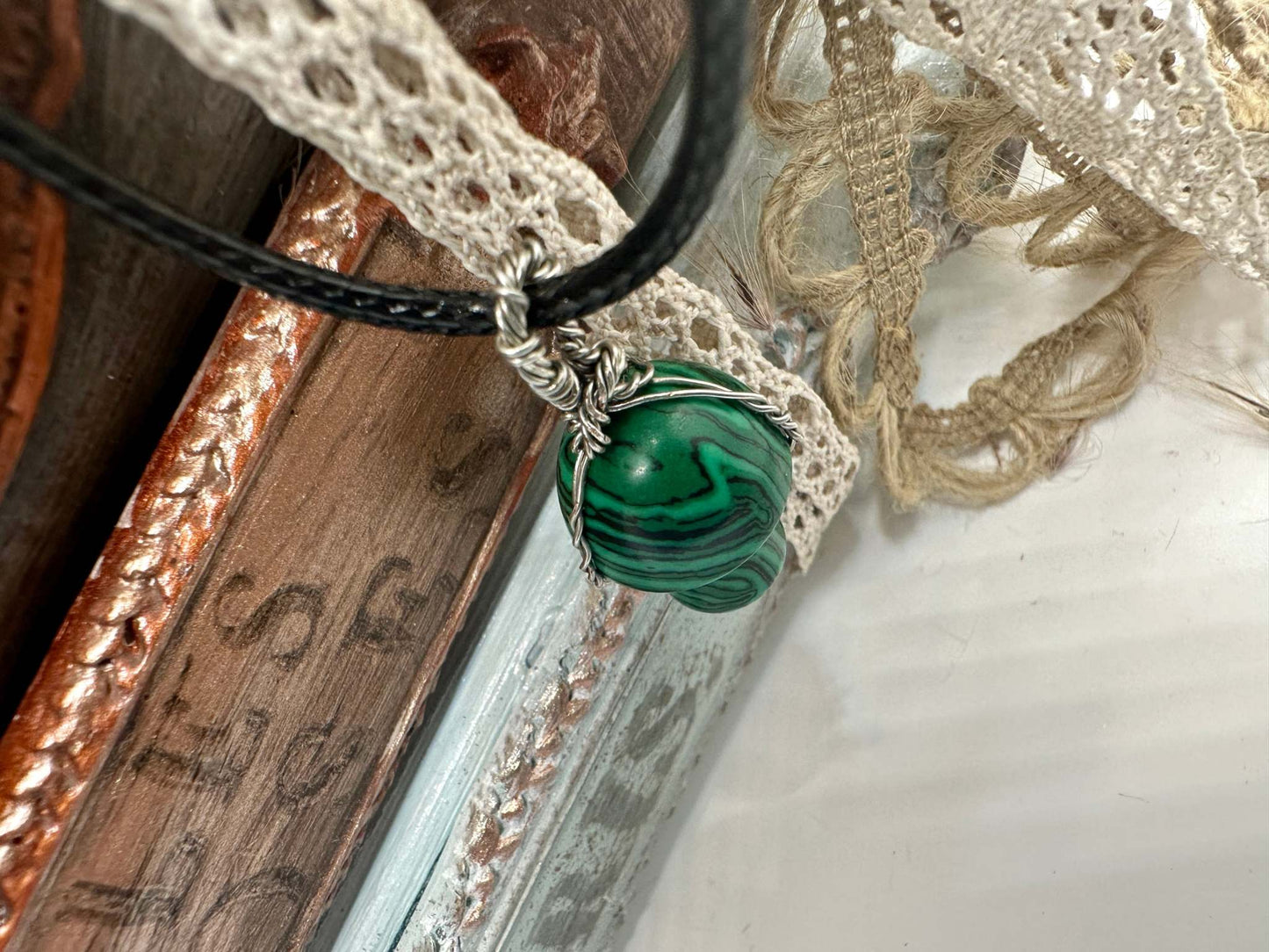 Crystal Mushroom Necklace - Malachite - For The Gem Lovers 