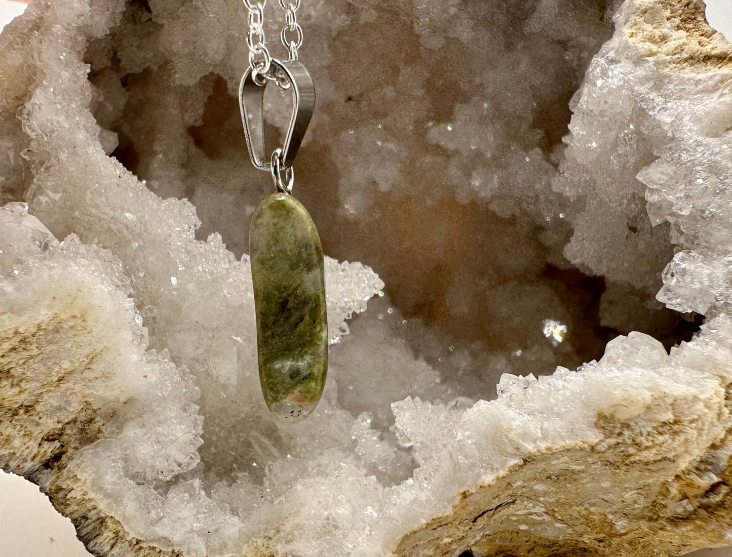 Moon Crystal Pendant Necklace - Unakite