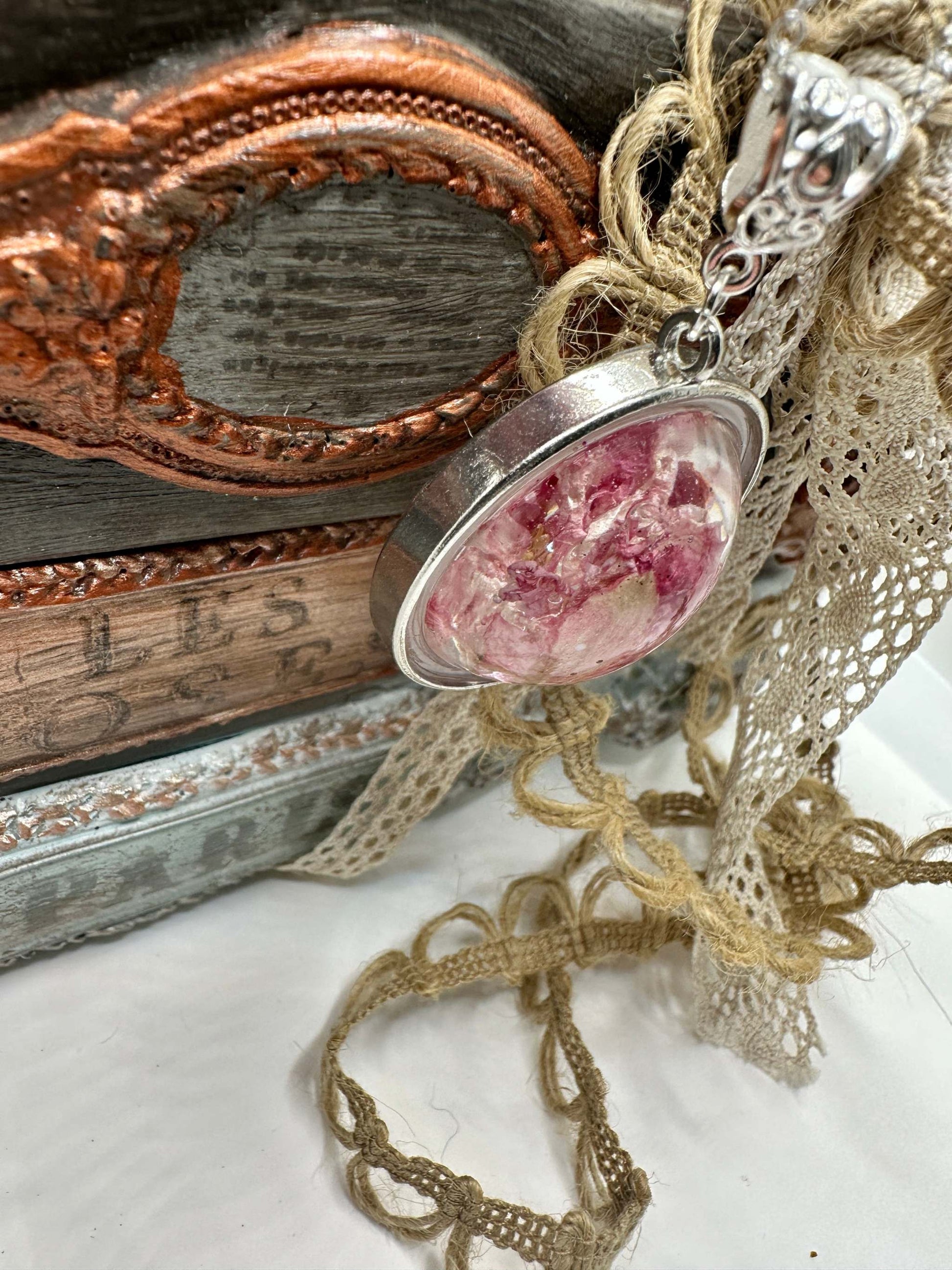 Queen Anne's Lace & Pink Floral Handmade Pendants for Nature Lovers 