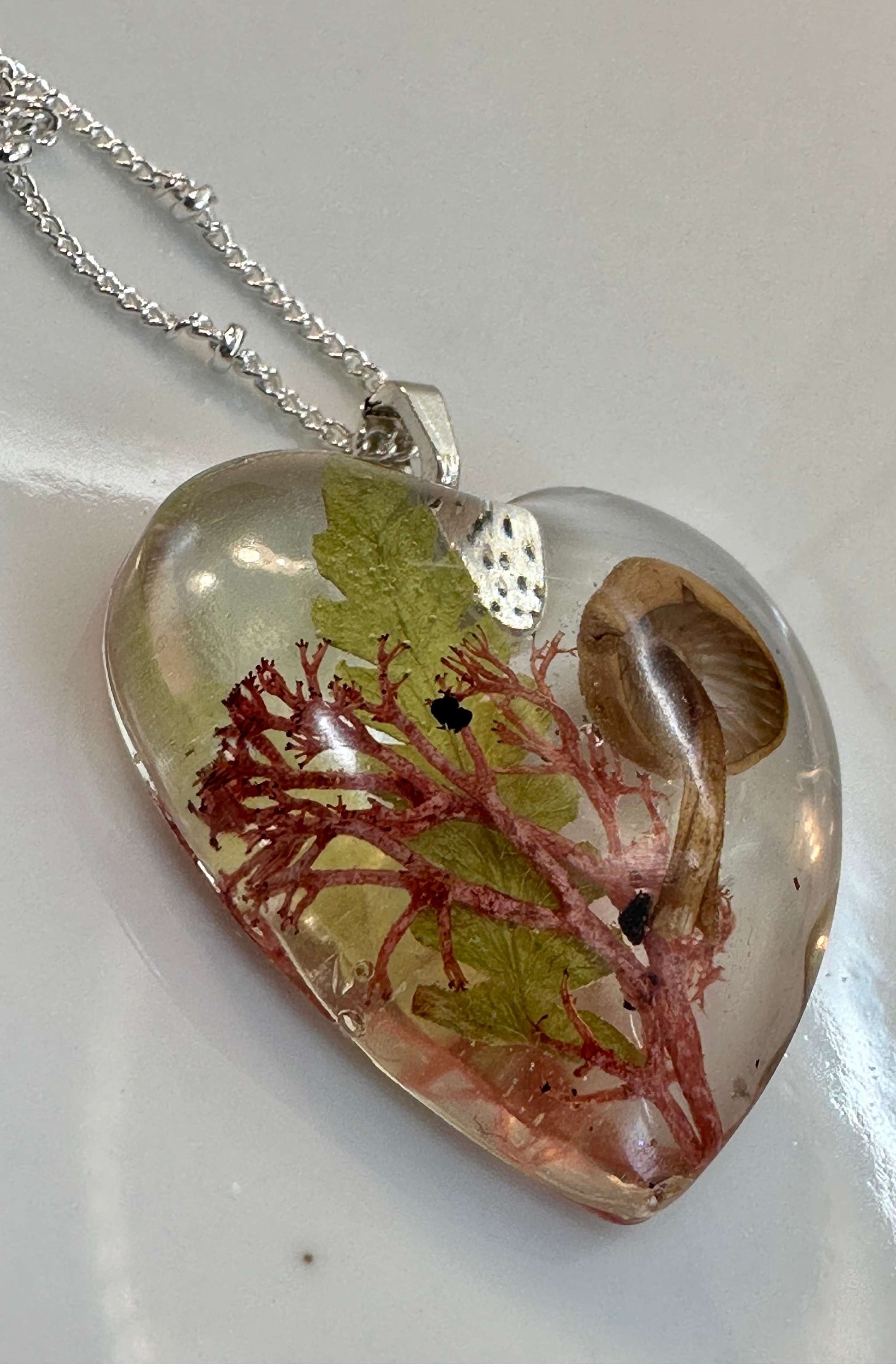 Shrooms & Ferns Pendant Inspired by Mother Nature- Handmade with Resin