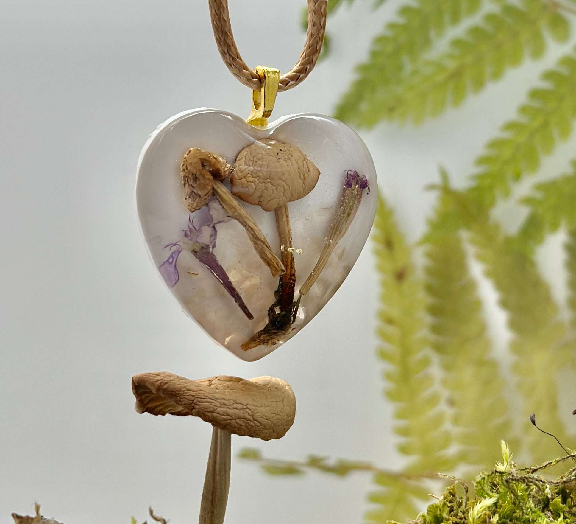 Shrooms & Blooms Dried Botanicals Mother Nature in Your Heart Neckace