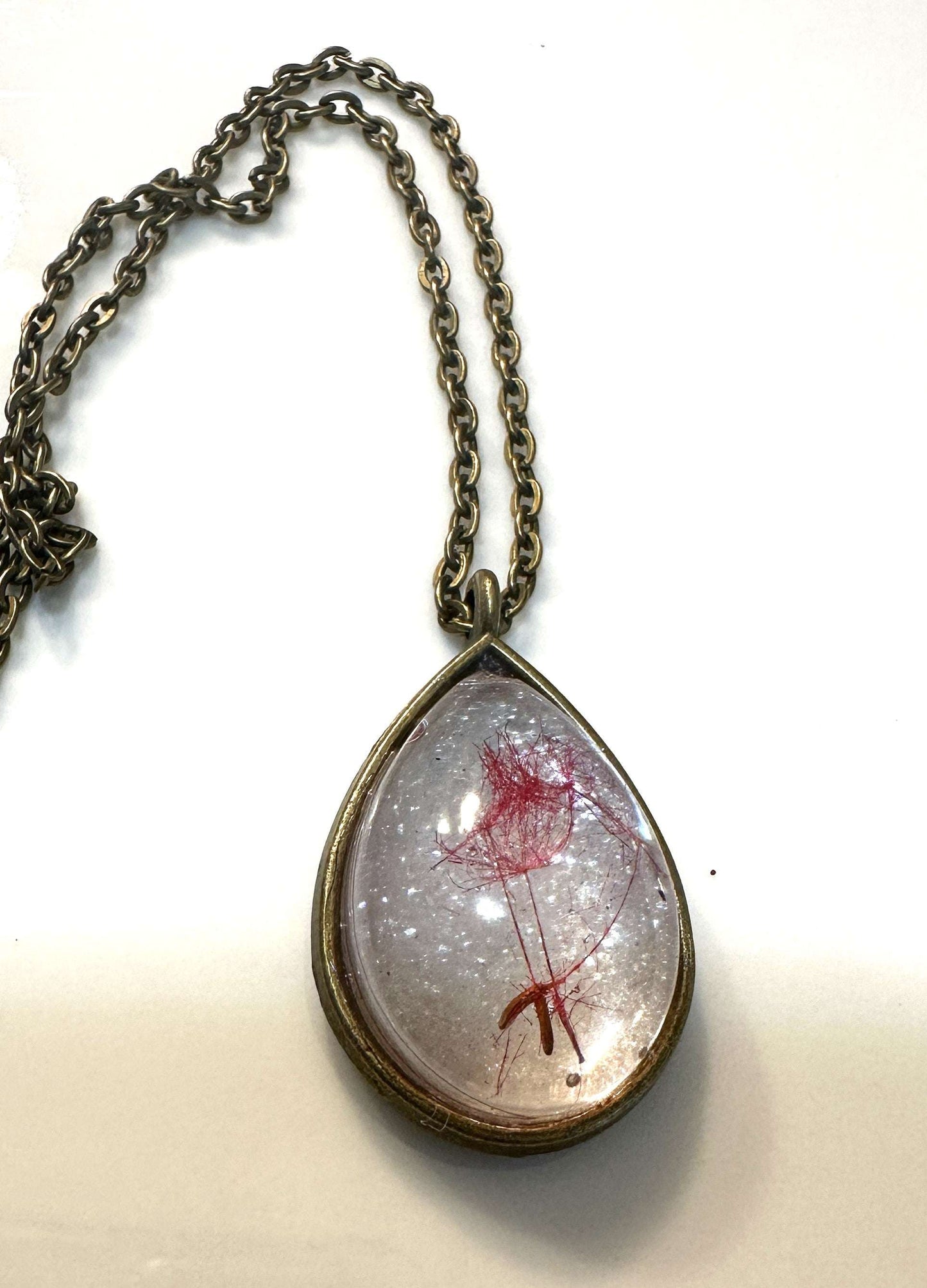 Three Wishes Fairy Pendant  - Handmade with real Dandelion Seeds