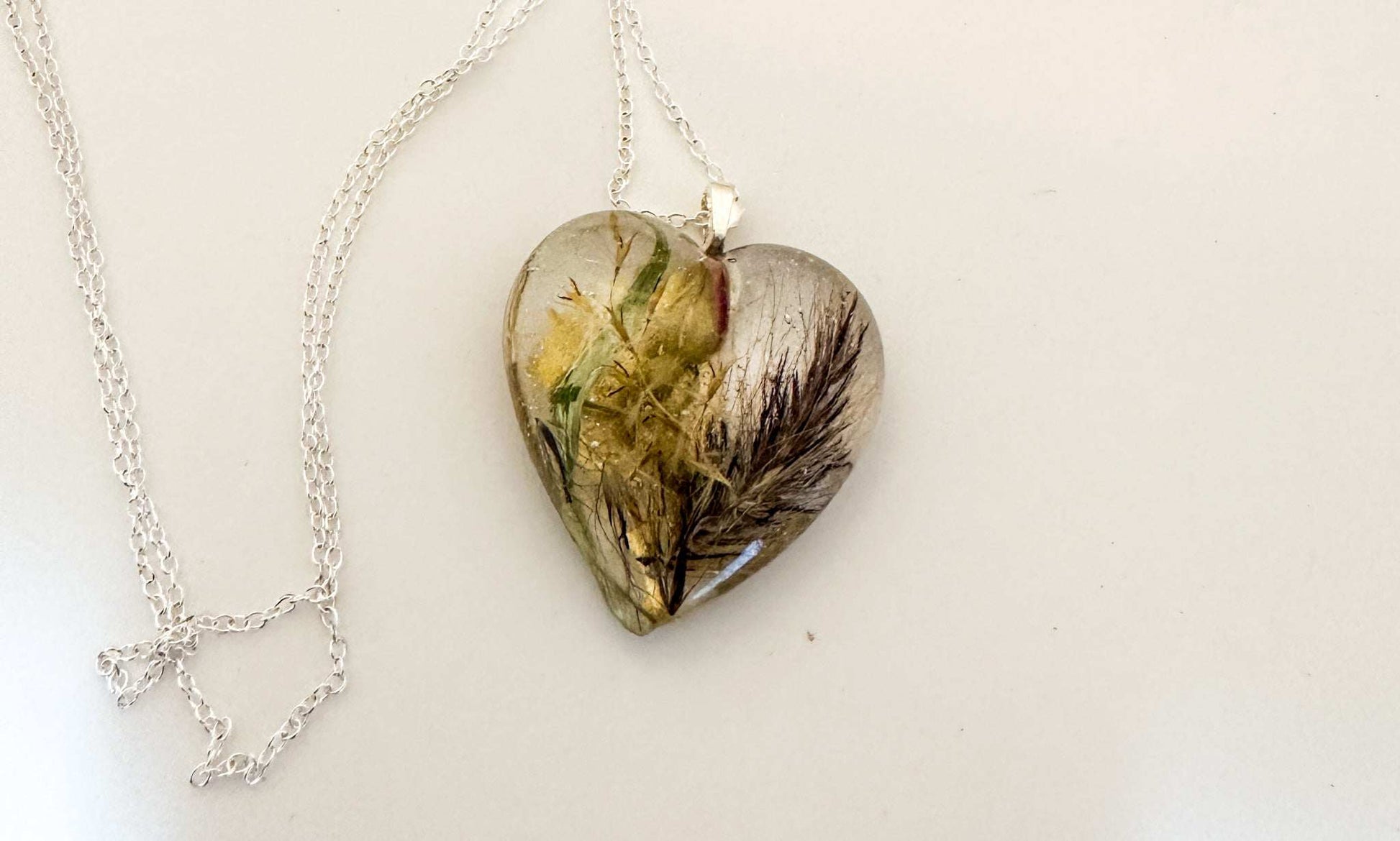 Wild Rose Heart: Handmade Heart Pendant with Wild Rose and Botanicals