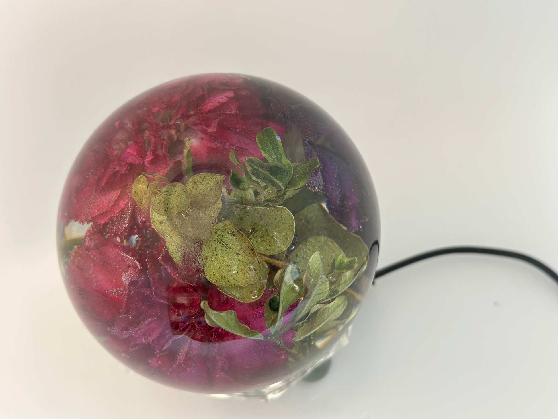 Carnation Resin Sphere - Pink Beauty - Home Decor Lighted Sculpture